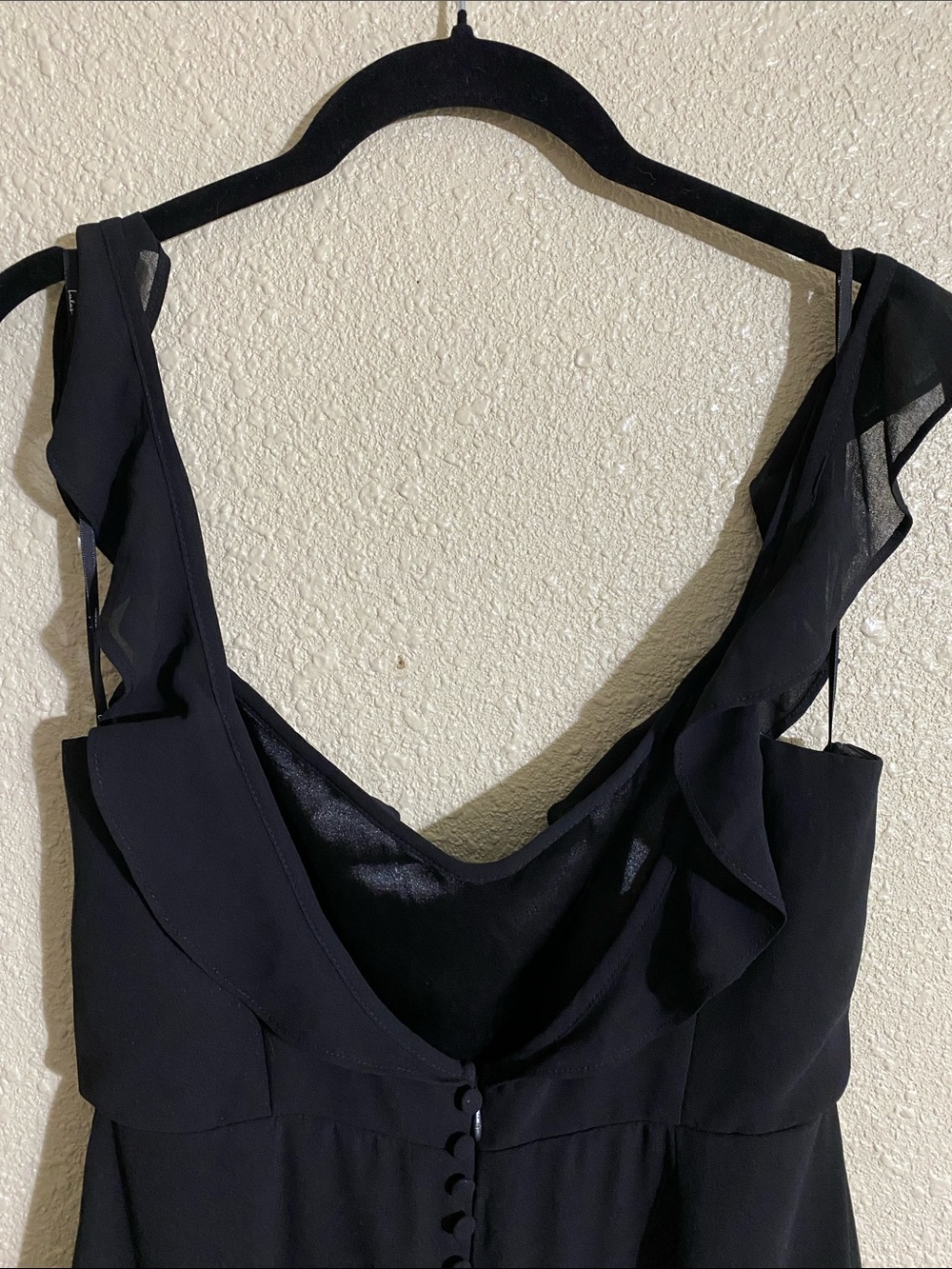 Lulus Dreamy Adoration Black Ruffled Maxi Dress Size M NWT - Picture 9 of 16
